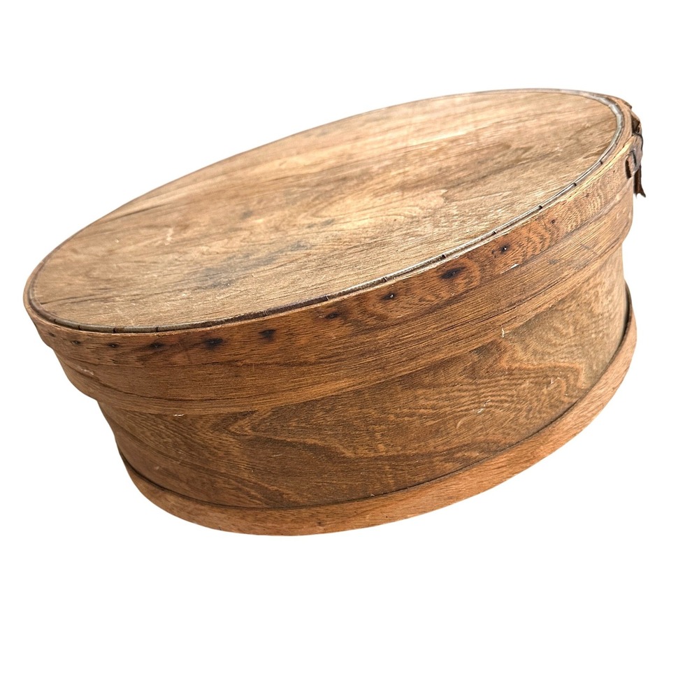 Vintage Large Round Bentwood Cheese Box 15" Primitive Wooden Farmhouse Pantry